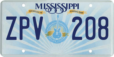 MS license plate ZPV208