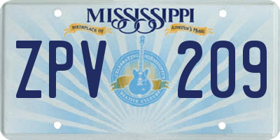 MS license plate ZPV209