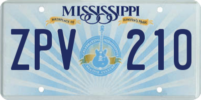 MS license plate ZPV210