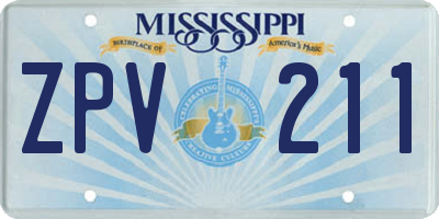MS license plate ZPV211