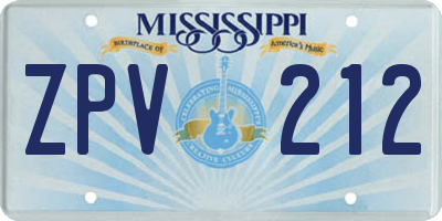 MS license plate ZPV212