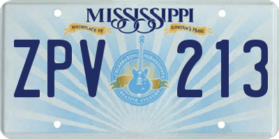 MS license plate ZPV213