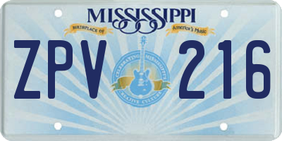 MS license plate ZPV216