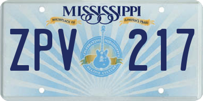 MS license plate ZPV217