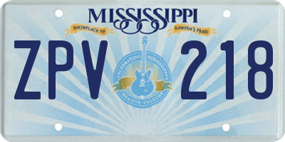 MS license plate ZPV218