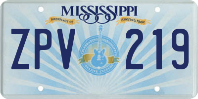 MS license plate ZPV219