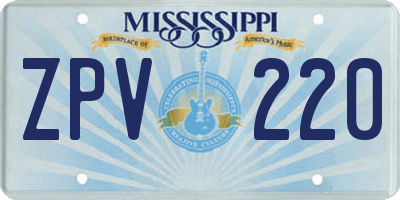 MS license plate ZPV220