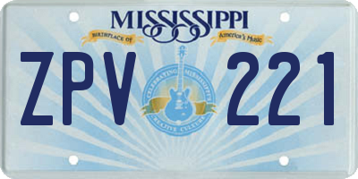 MS license plate ZPV221