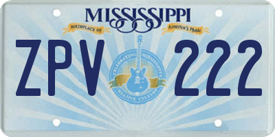 MS license plate ZPV222