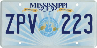 MS license plate ZPV223