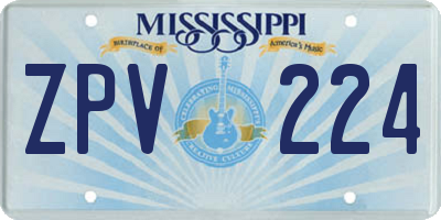 MS license plate ZPV224