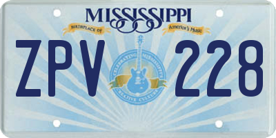 MS license plate ZPV228