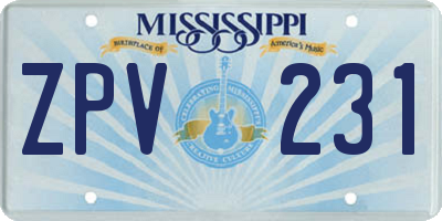 MS license plate ZPV231