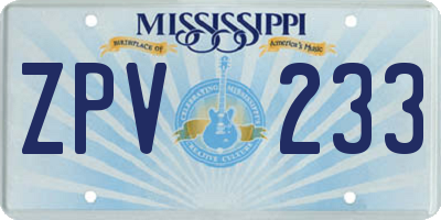MS license plate ZPV233