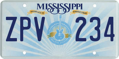 MS license plate ZPV234