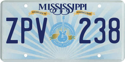 MS license plate ZPV238