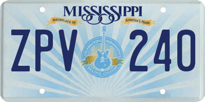 MS license plate ZPV240
