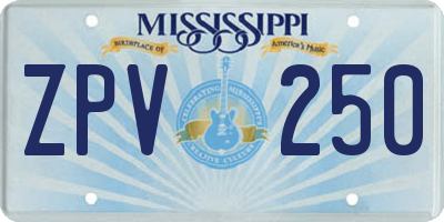 MS license plate ZPV250