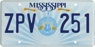 MS license plate ZPV251
