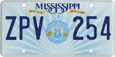 MS license plate ZPV254