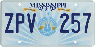 MS license plate ZPV257
