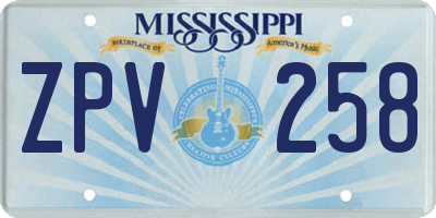MS license plate ZPV258
