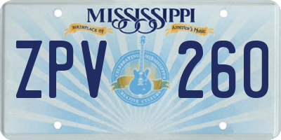 MS license plate ZPV260