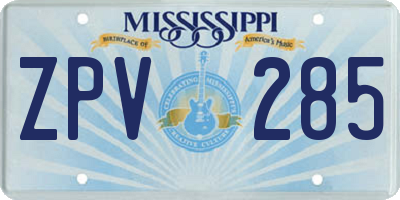 MS license plate ZPV285