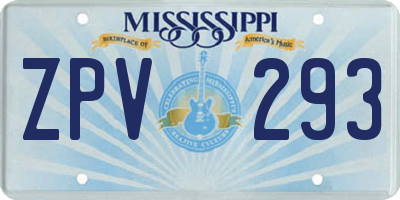 MS license plate ZPV293