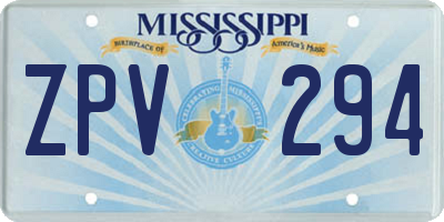 MS license plate ZPV294