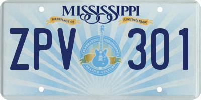 MS license plate ZPV301