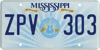 MS license plate ZPV303