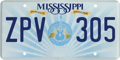 MS license plate ZPV305