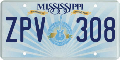 MS license plate ZPV308