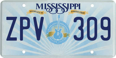 MS license plate ZPV309