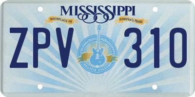 MS license plate ZPV310