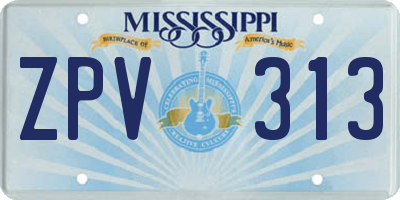 MS license plate ZPV313