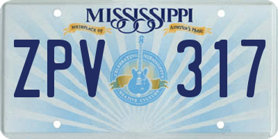 MS license plate ZPV317