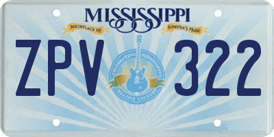 MS license plate ZPV322
