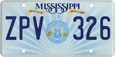 MS license plate ZPV326