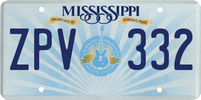 MS license plate ZPV332