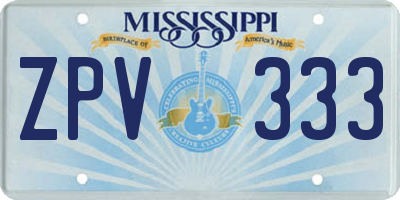 MS license plate ZPV333
