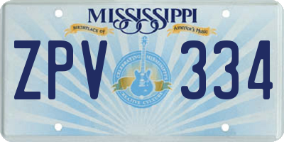 MS license plate ZPV334