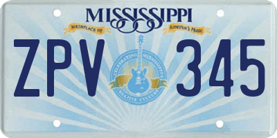 MS license plate ZPV345