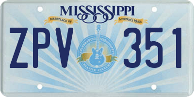 MS license plate ZPV351