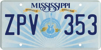 MS license plate ZPV353