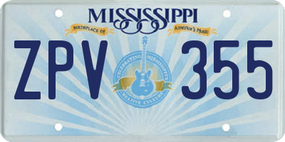 MS license plate ZPV355