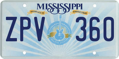 MS license plate ZPV360