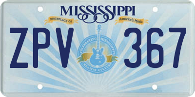MS license plate ZPV367