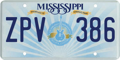 MS license plate ZPV386